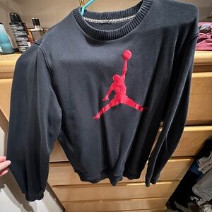 Jordan Men's Crewneck Sweater in Black with Red Logo